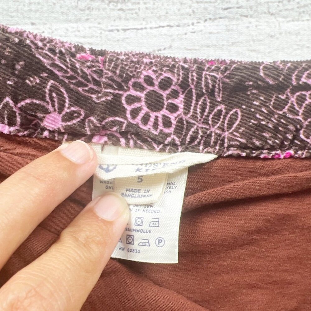 Lands’ End Girls Skort Brown Floral Print Side Zipper Corduroy Skirt 5 - Picture 4 of 5